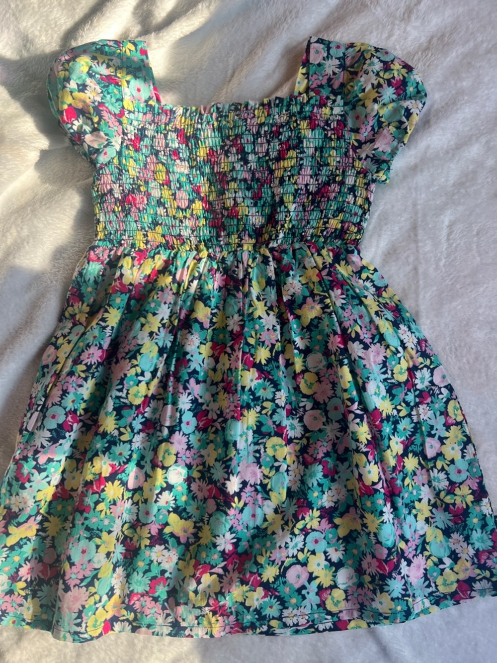 Girls' Floral Smocked Dress - Multicolor